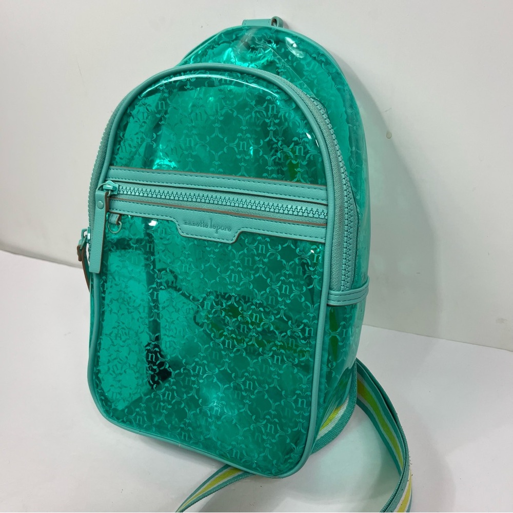Nanette Lepore Sling Bag with Striped Strap - Clear Aqua